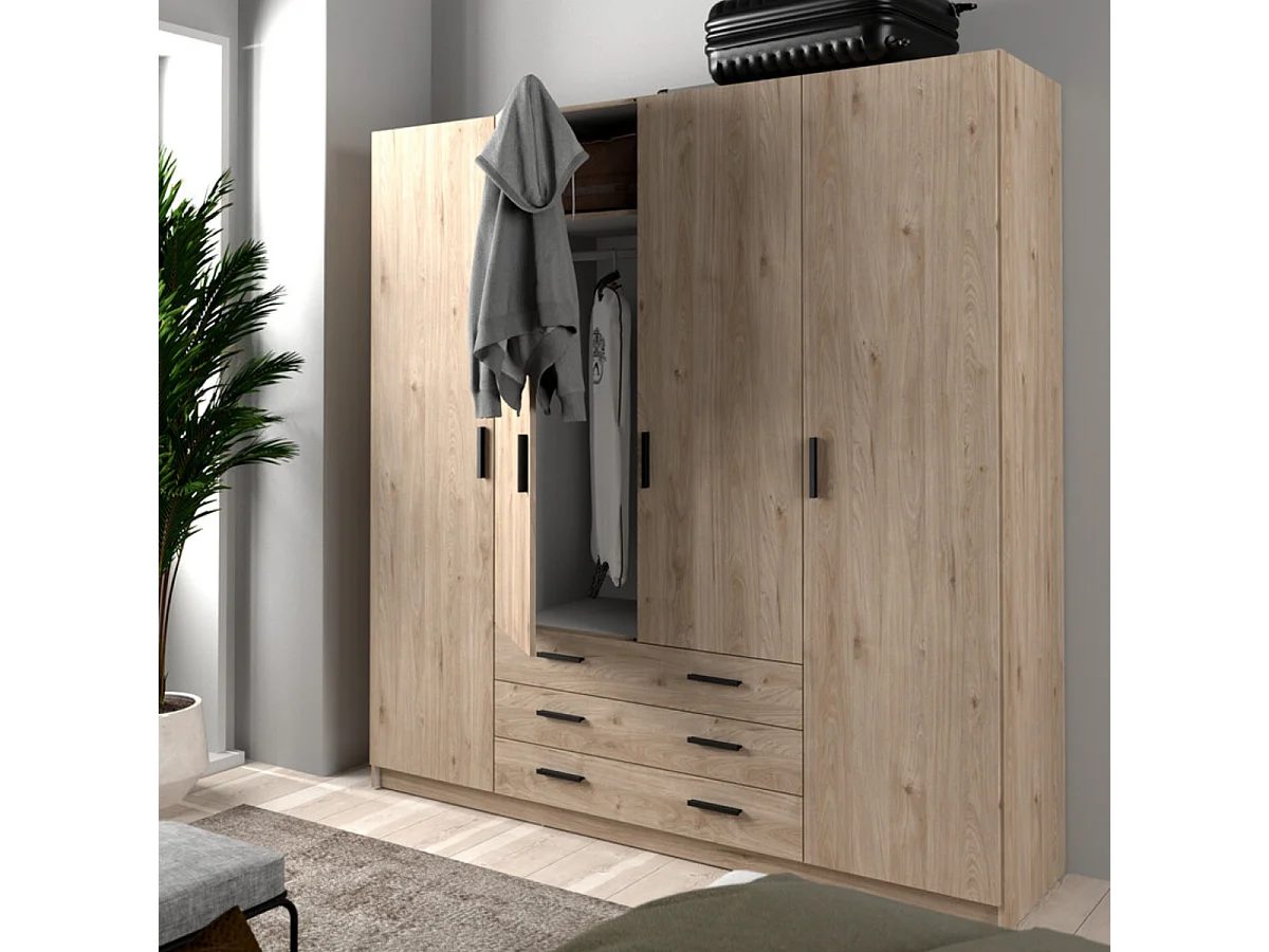 Armoire 4 portes et 3 tiroirs L196 cm - PRINT