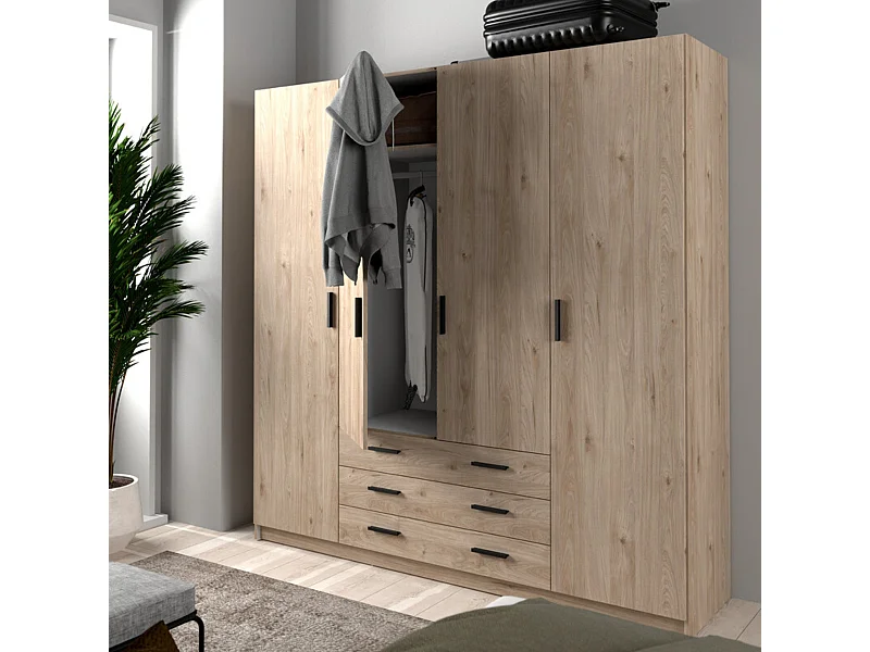 Armoire 4 portes et 3 tiroirs L196 cm - PRINT