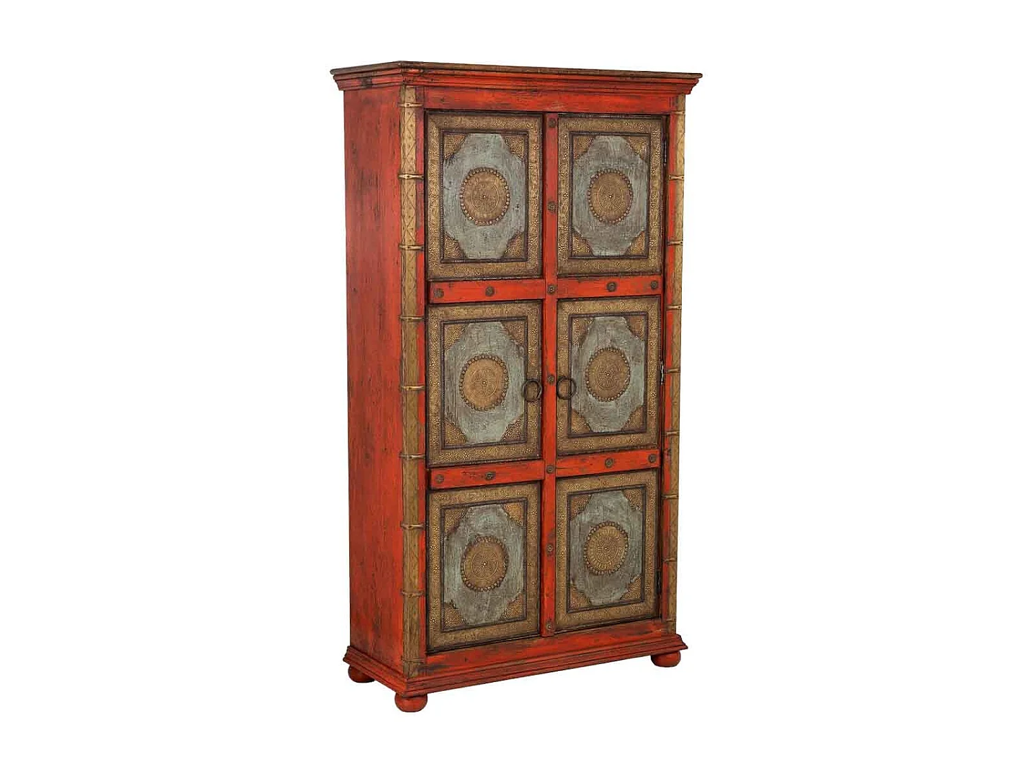 Armoire en bois sculpté rouge 102x44x183