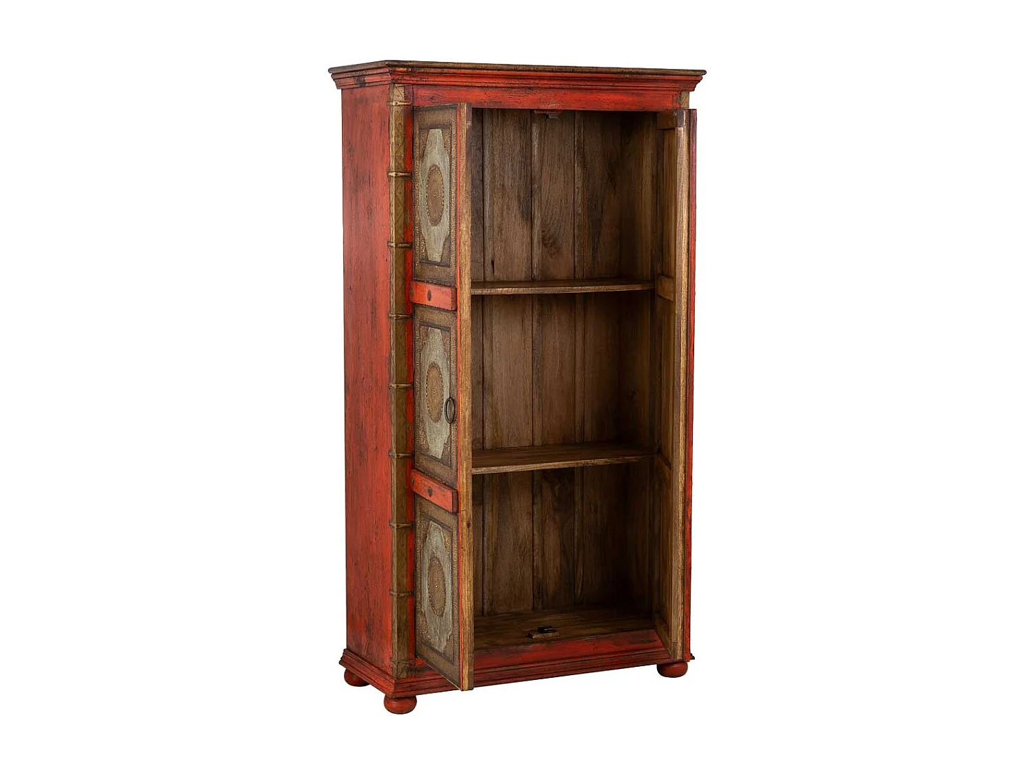 Armoire en bois sculpté rouge 102x44x183