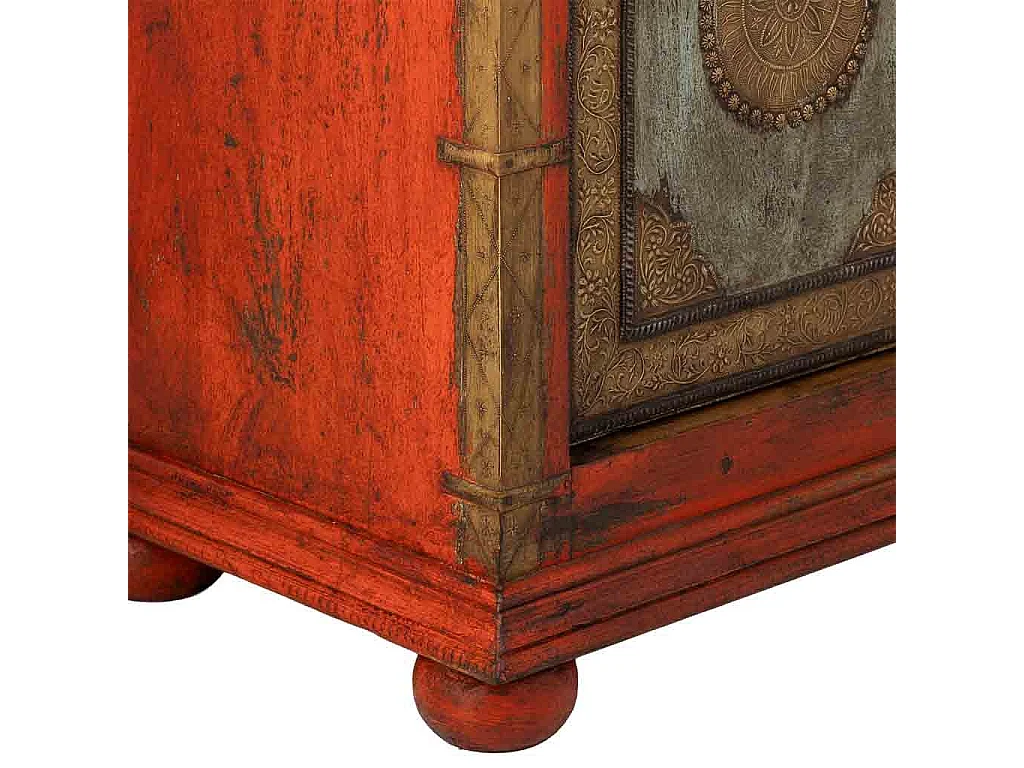 Geschnitzter Holzschrank 102x44x183 Rot