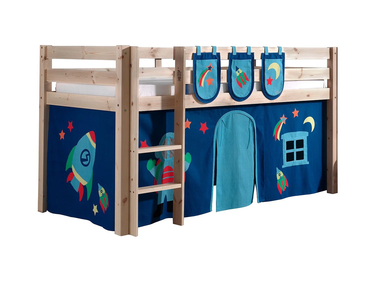 Pack - Lit Enfant, Tente & 3 Pochettes "Pino Astronaute II" Naturel