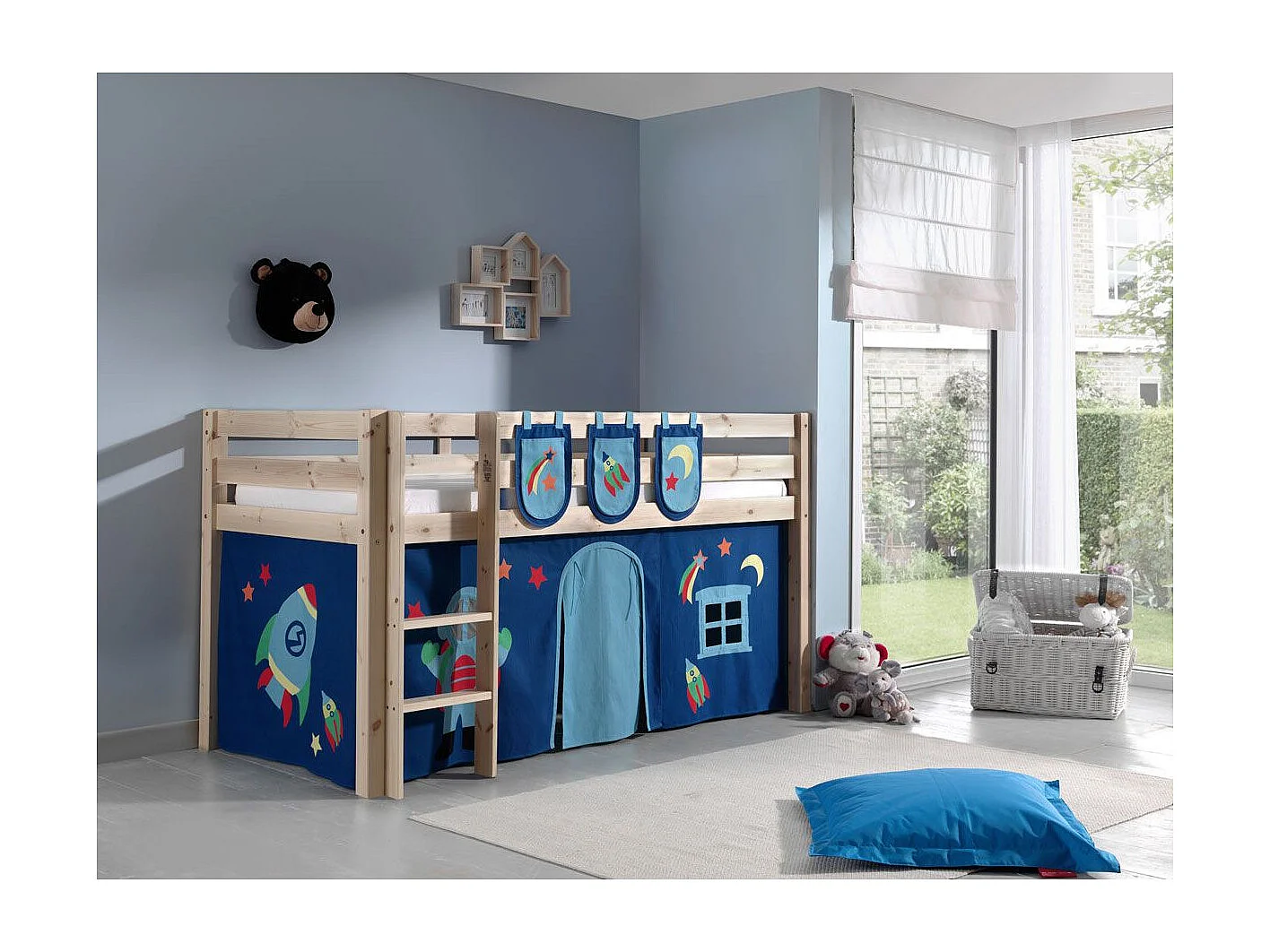 Pack - Lit Enfant, Tente & 3 Pochettes "Pino Astronaute II" Naturel