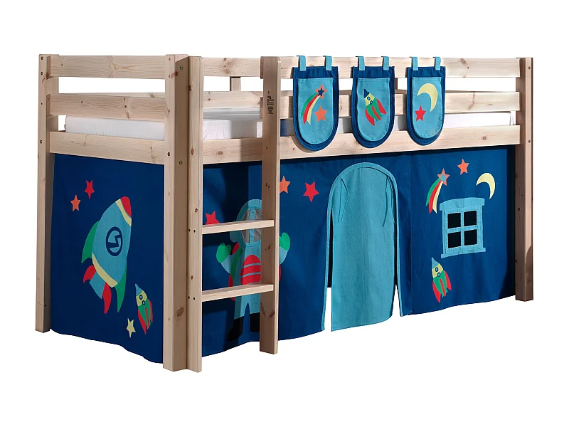 Pack - Lit Enfant, Tente & 3 Pochettes "Pino Astronaute II" Naturel