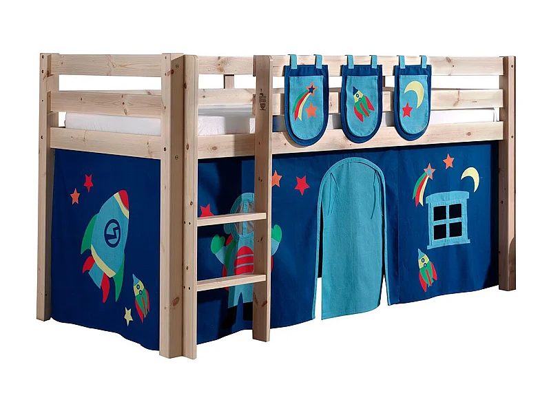 Pack - Lit Enfant, Tente & 3 Pochettes "Pino Astronaute II" Naturel