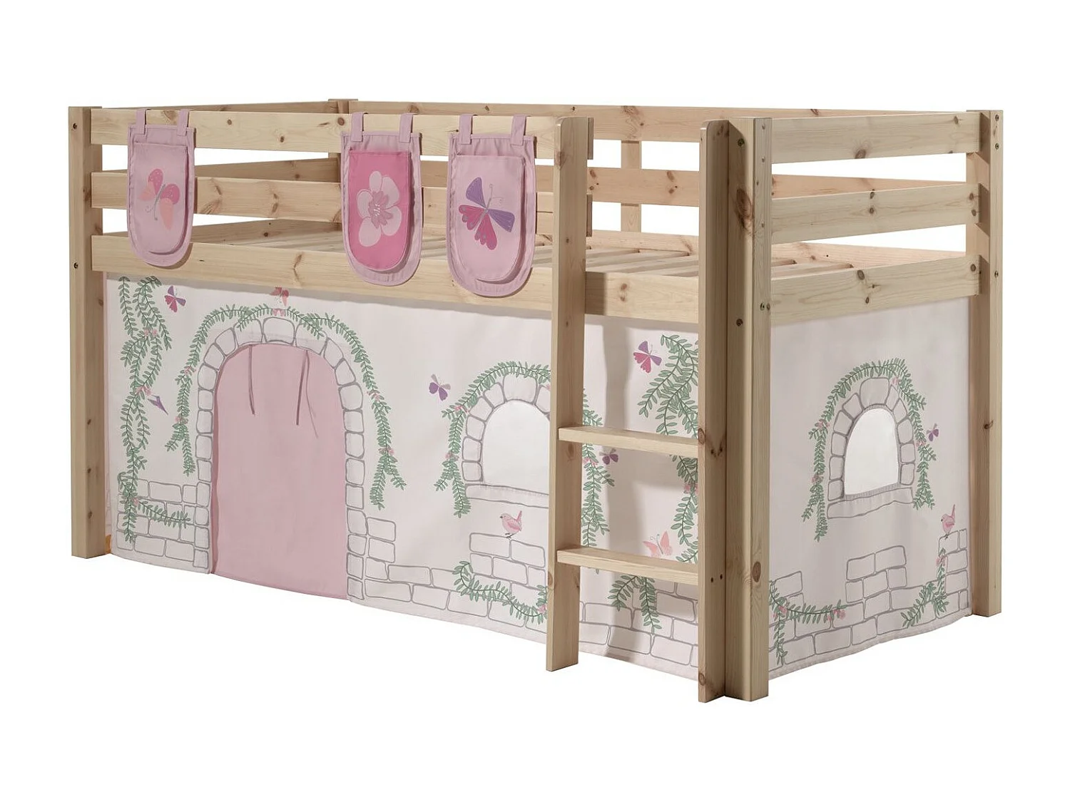Pack - Lit Enfant, Tente & 3 Pochettes "Pino Birdy" Naturel