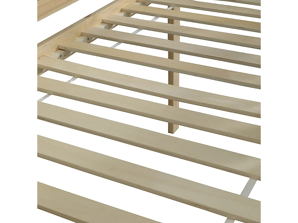 Lit mezzanine enfant 90x200 avec protection anti-chute et barre de sécurité avec échelle inclinée à trois marches pin+MDF+contreplaqué blanc+naturel