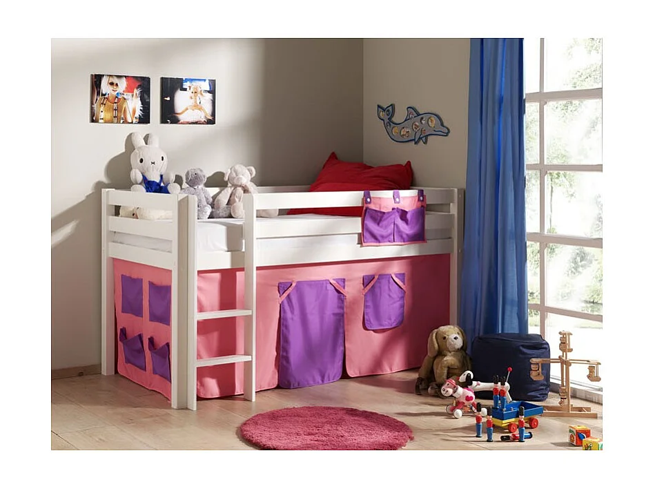 Lit Enfant "Pino Rose" 90x200cm Blanc