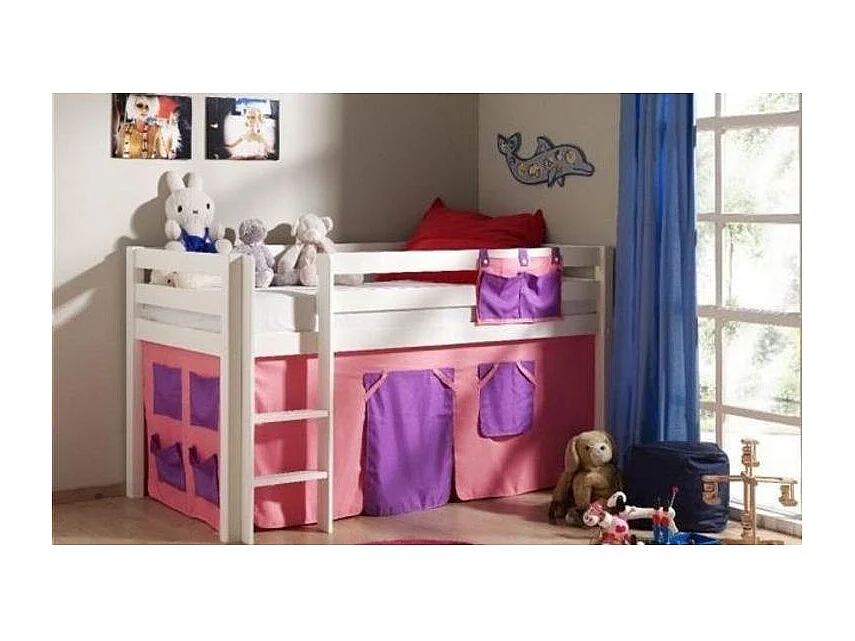 Lit Enfant "Pino Rose" 90x200cm Blanc