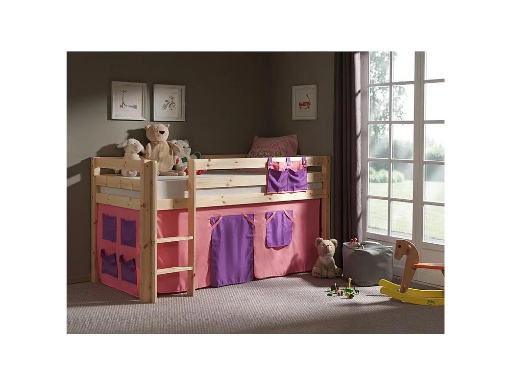 Lit Enfant "Pino Rose" 90x200cm Naturel