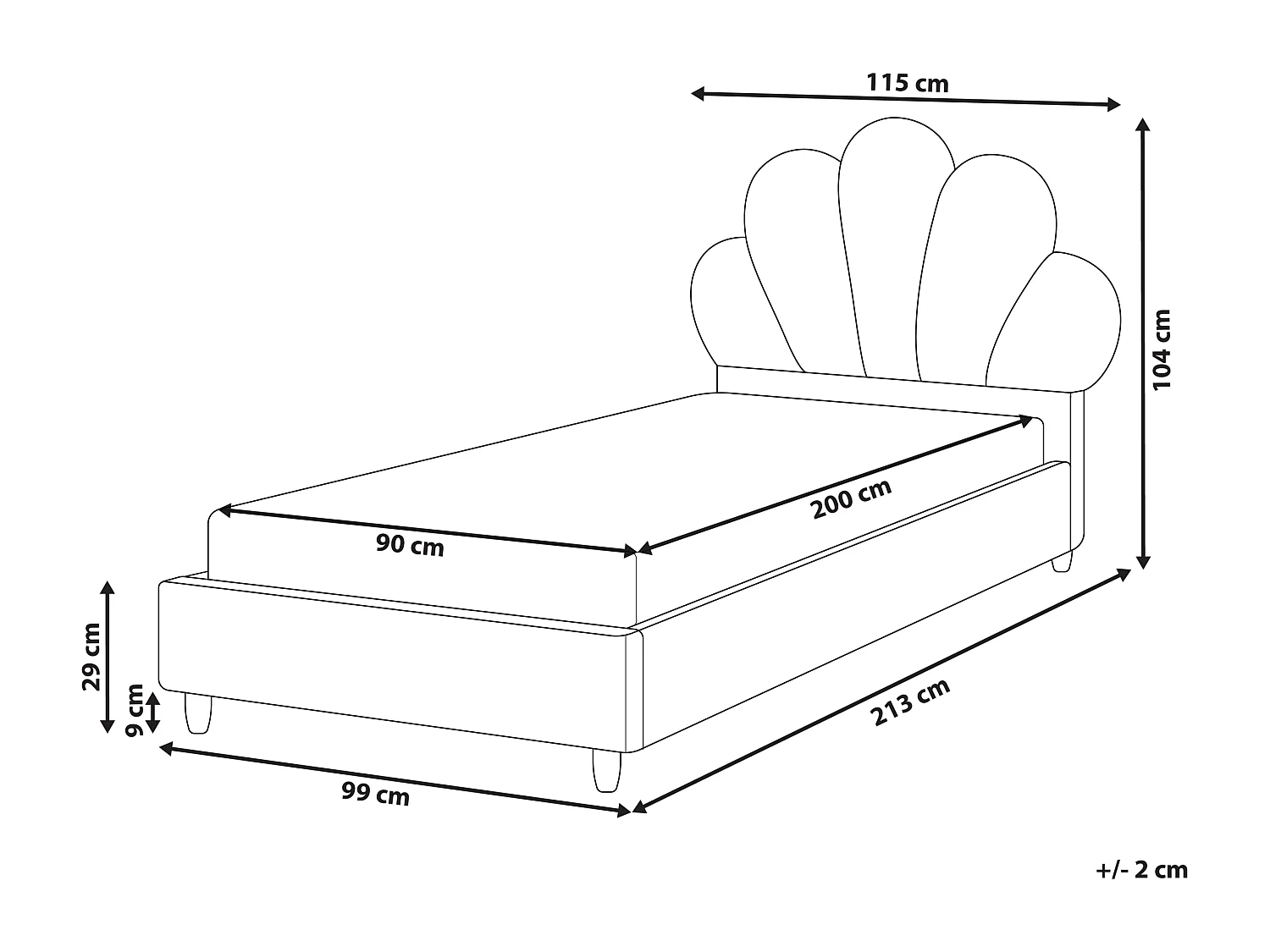 Letto per bambini conchiglia Velluto NEULISE 90 x 200 cm Rosa