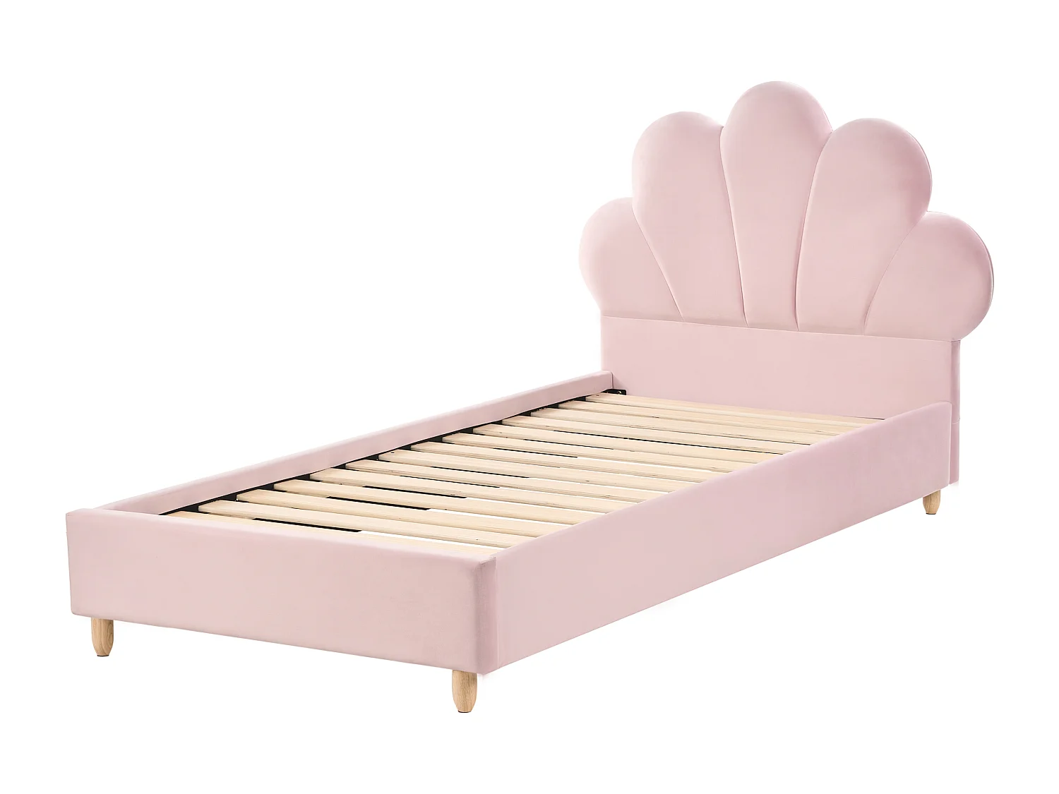 Letto per bambini conchiglia Velluto NEULISE 90 x 200 cm Rosa