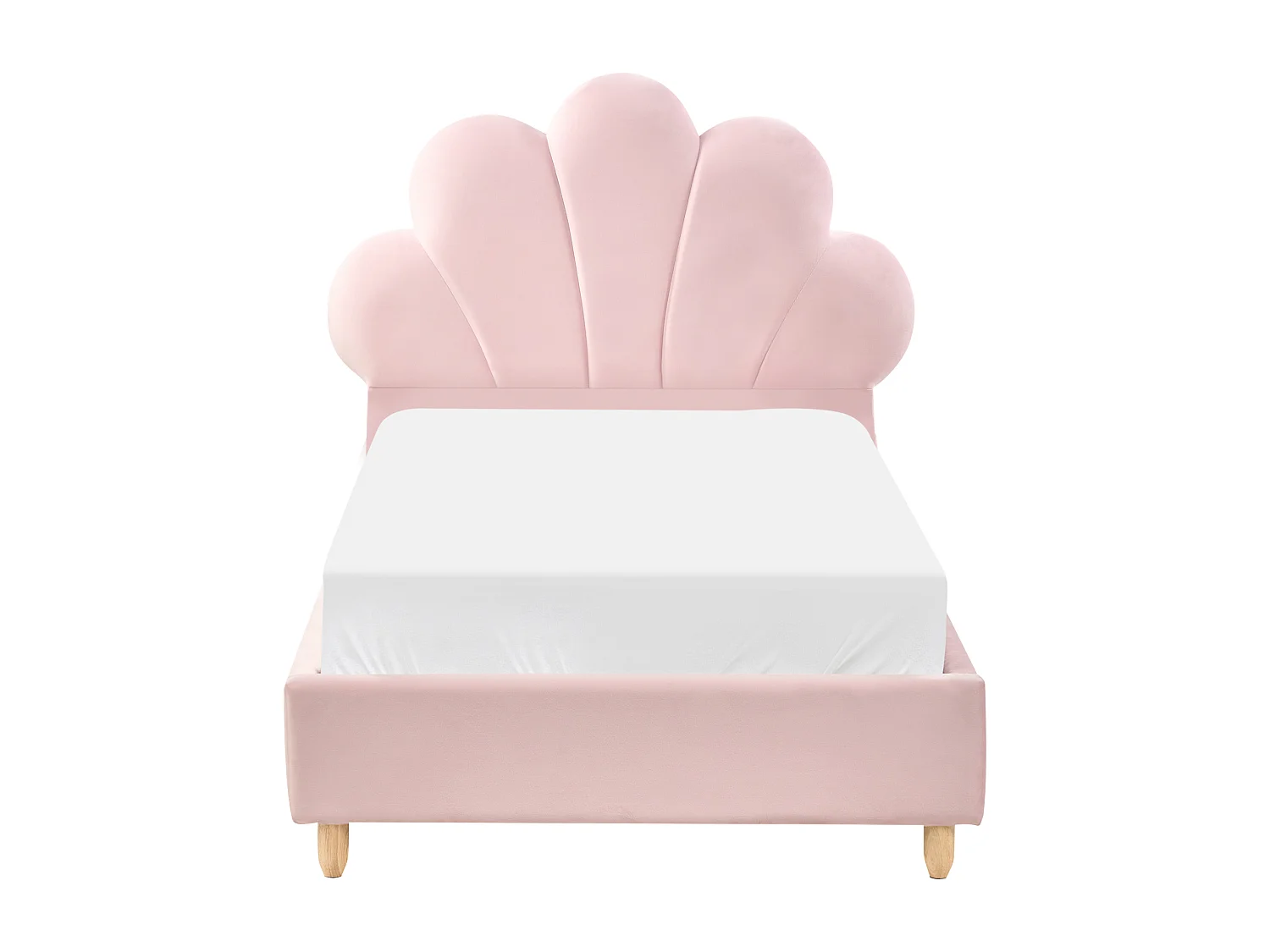 Letto per bambini conchiglia Velluto NEULISE 90 x 200 cm Rosa