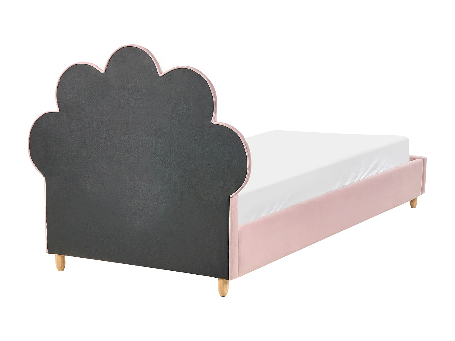 Letto per bambini conchiglia Velluto NEULISE 90 x 200 cm Rosa