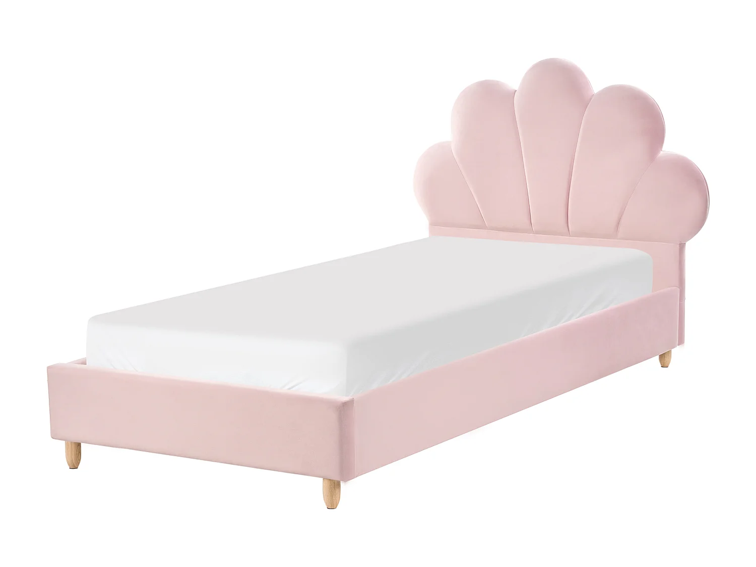Lit d'enfant Coquillage Velours NEULISE 90 x 200 cm Rose