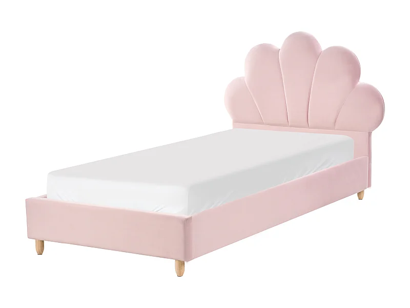 Letto per bambini conchiglia Velluto NEULISE 90 x 200 cm Rosa