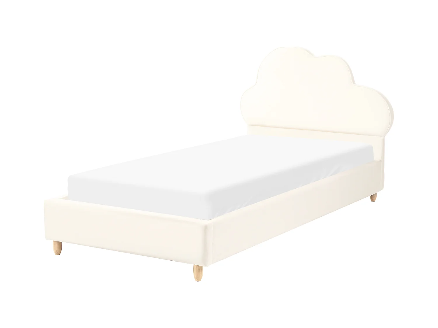 Lit d'enfant Nuage Velours BELLEVUE 90 x 200 cm Beige clair