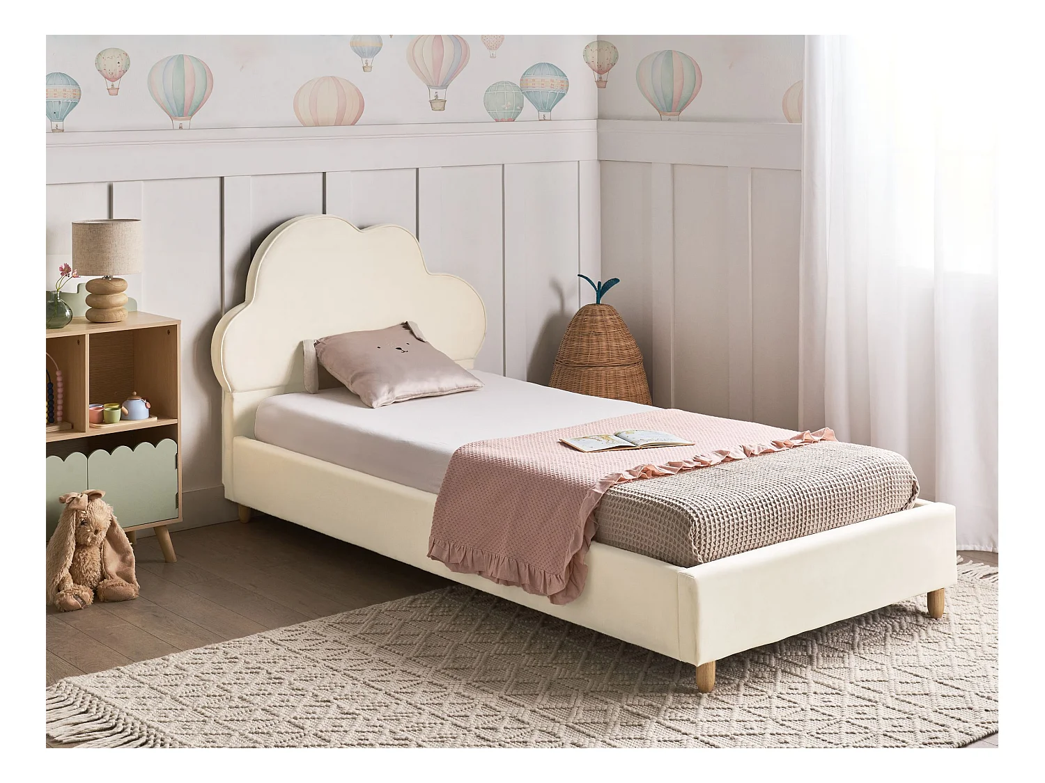 Lit d'enfant Nuage Velours BELLEVUE 90 x 200 cm Beige clair