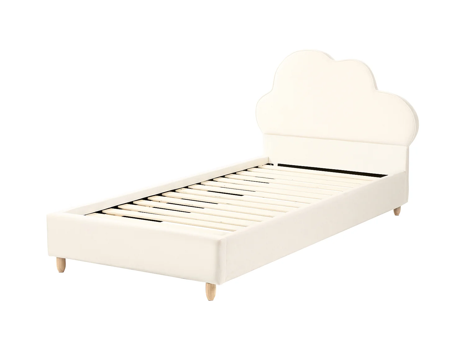 Lit d'enfant Nuage Velours BELLEVUE 90 x 200 cm Beige clair