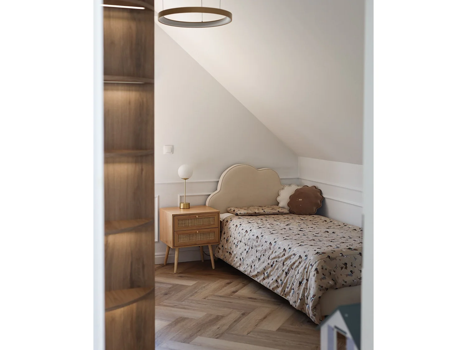 Kids Bed Cloud Velvet BELLEVUE 90 x 200 cm (EU Single) Light Beige