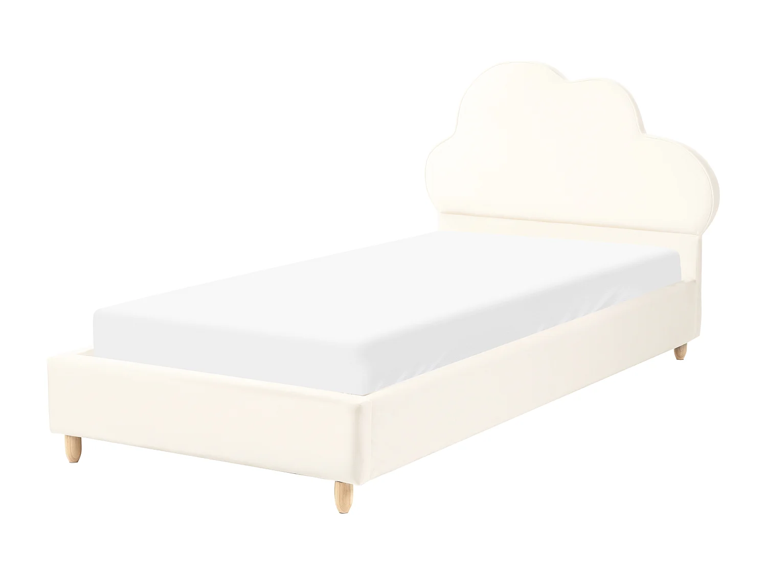 Kinderbett Wolke Samtstoff BELLEVUE 90 x 200 cm Hellbeige
