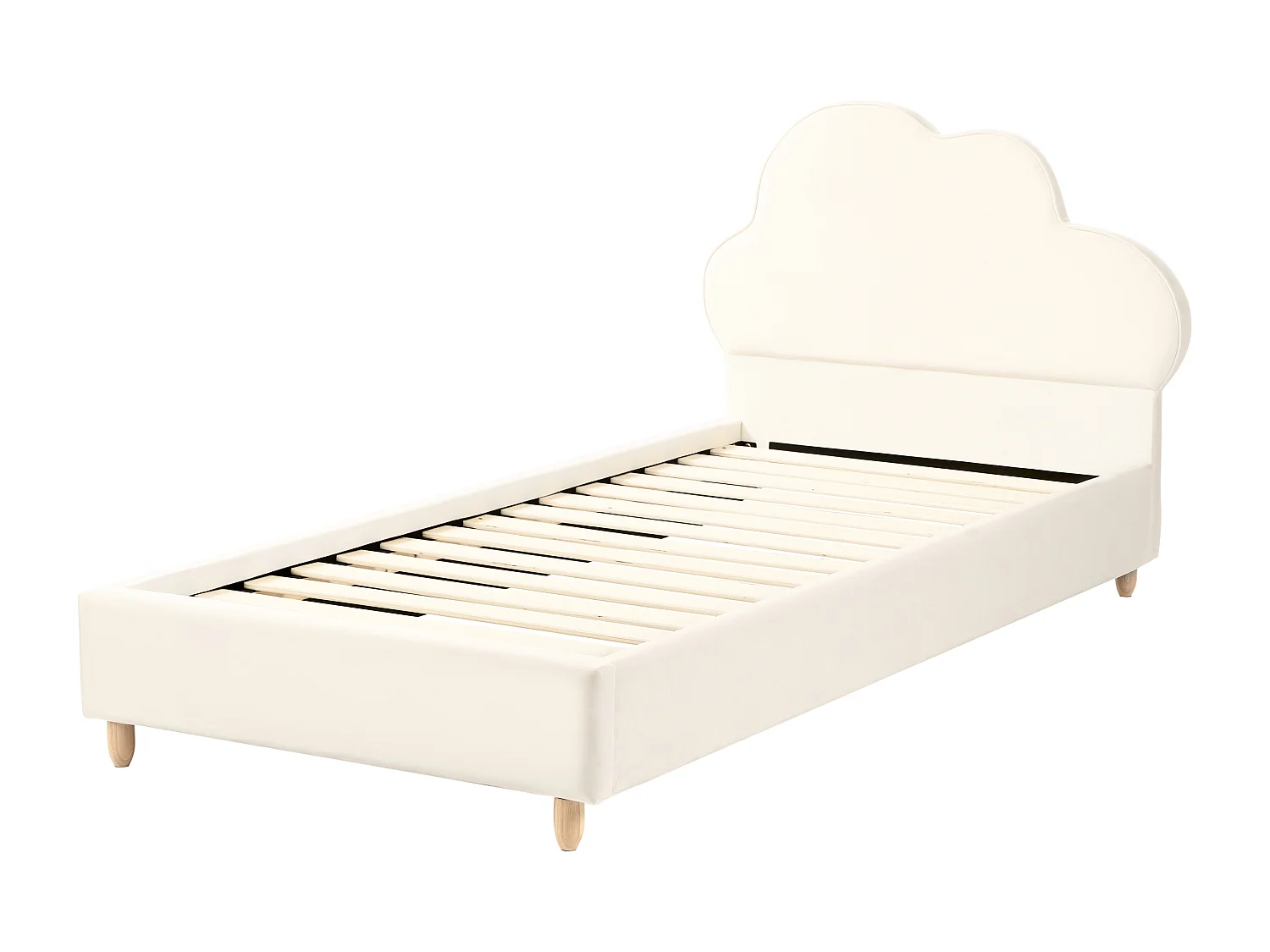 Kinderbett Wolke Samtstoff BELLEVUE 90 x 200 cm Hellbeige