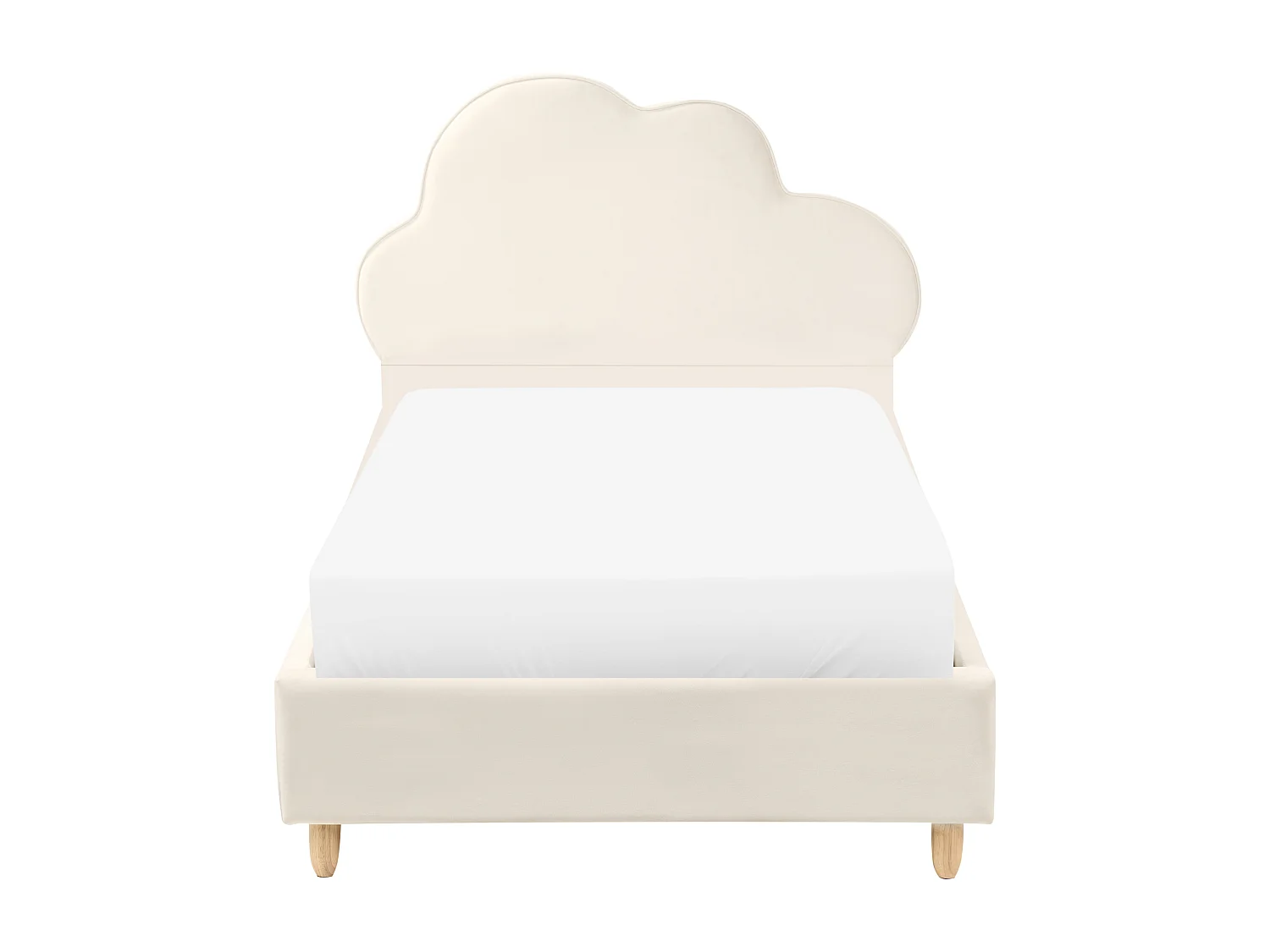 Kinderbett Wolke Samtstoff BELLEVUE 90 x 200 cm Hellbeige