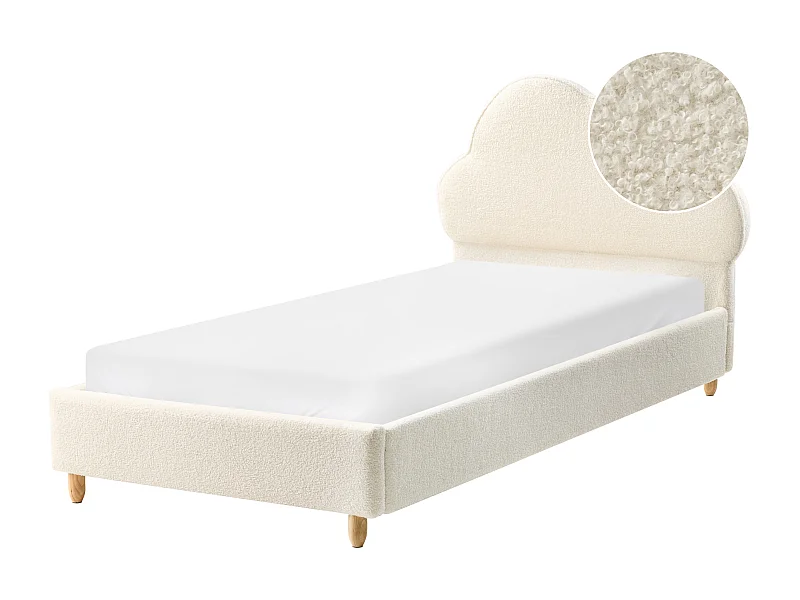 Lit d'enfant Nuage Bouclé BELLEVUE 90 x 200 cm Blanc cassé
