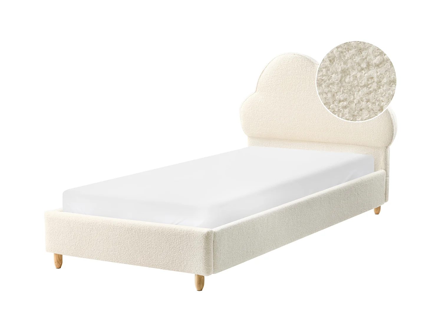 Lit d'enfant Nuage Bouclé BELLEVUE 90 x 200 cm Blanc cassé