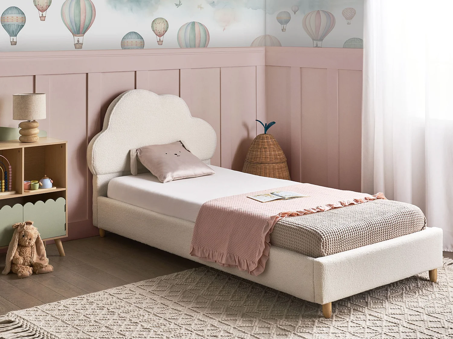 Lit d'enfant Nuage Bouclé BELLEVUE 90 x 200 cm Blanc cassé