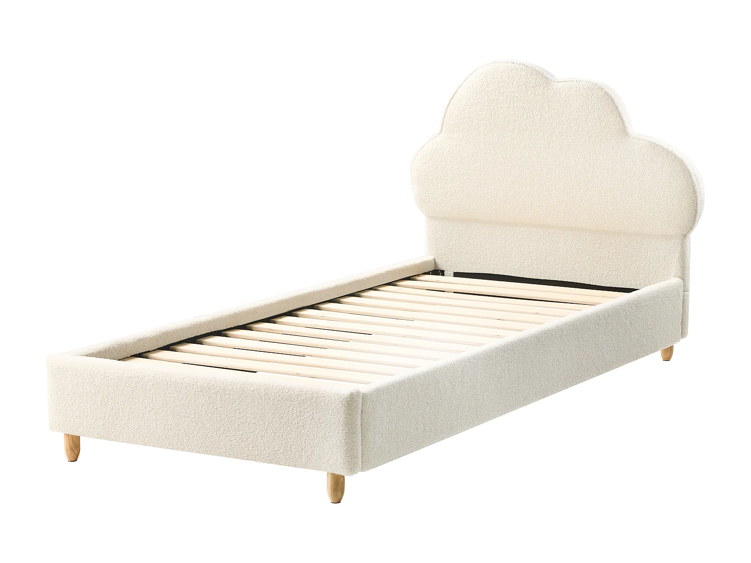 Lit d'enfant Nuage Bouclé BELLEVUE 90 x 200 cm Blanc cassé