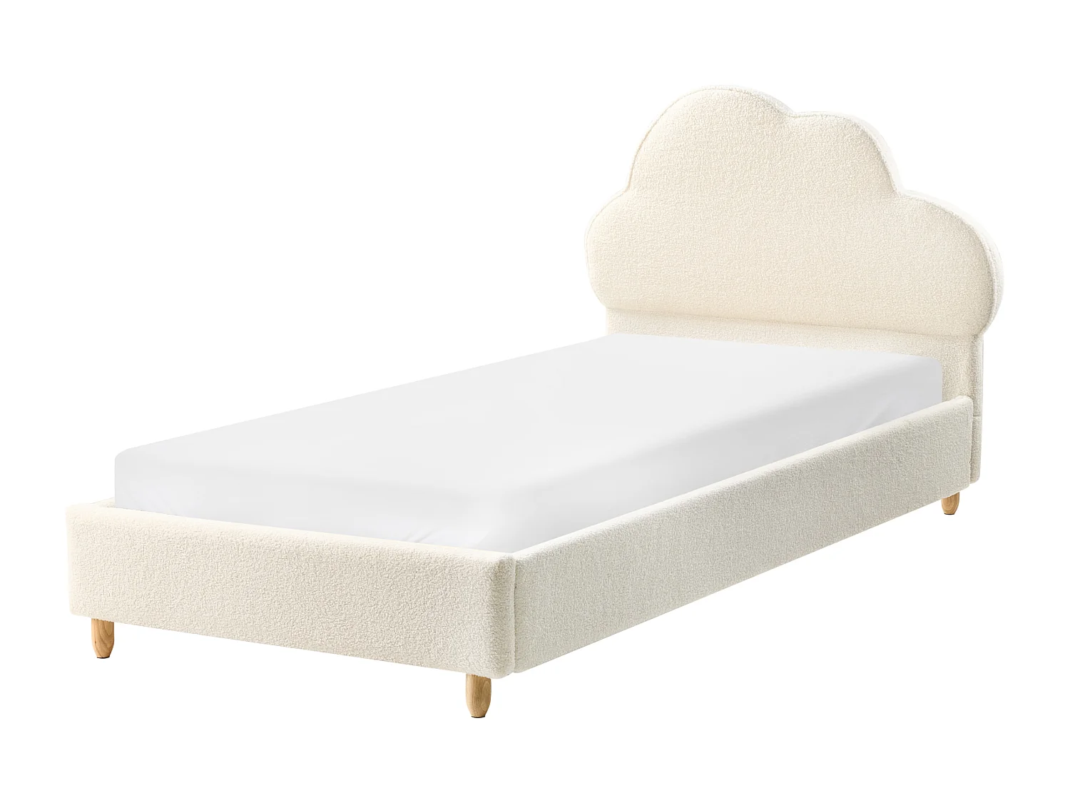 Kinderbett Wolke Bouclé BELLEVUE 90 x 200 cm Cremeweiss