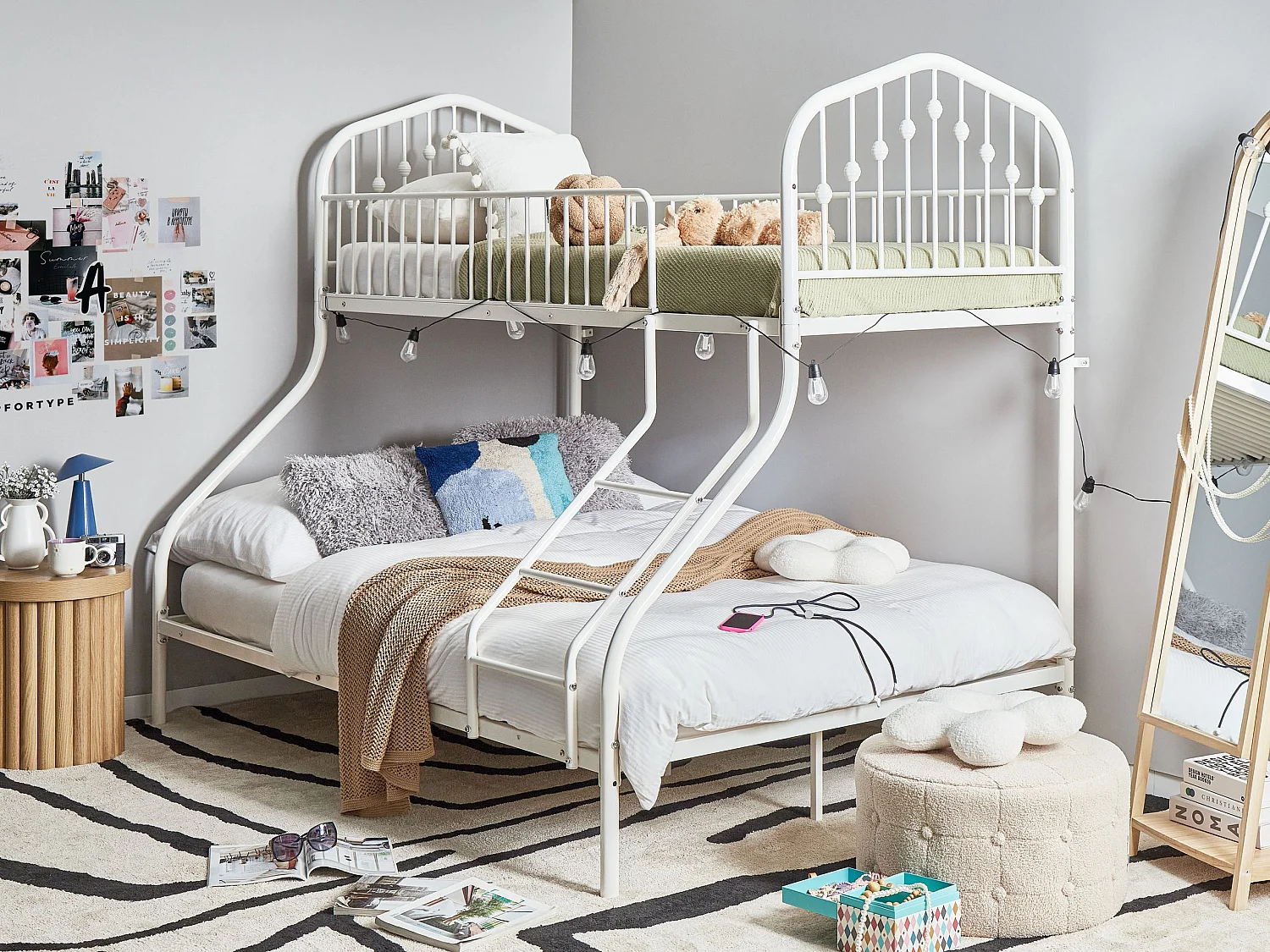 Letto a castello Metallo CHAMONIX 90/140 x 200 cm Bianco