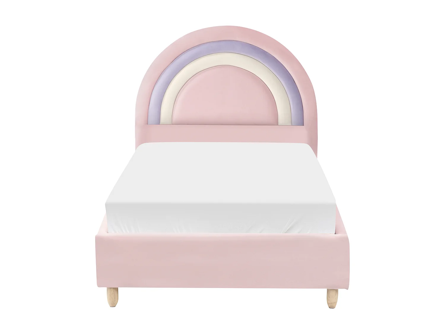 Kinderbed Regenboog Fluweel LANDEILLAU 90 x 200 cm Roze