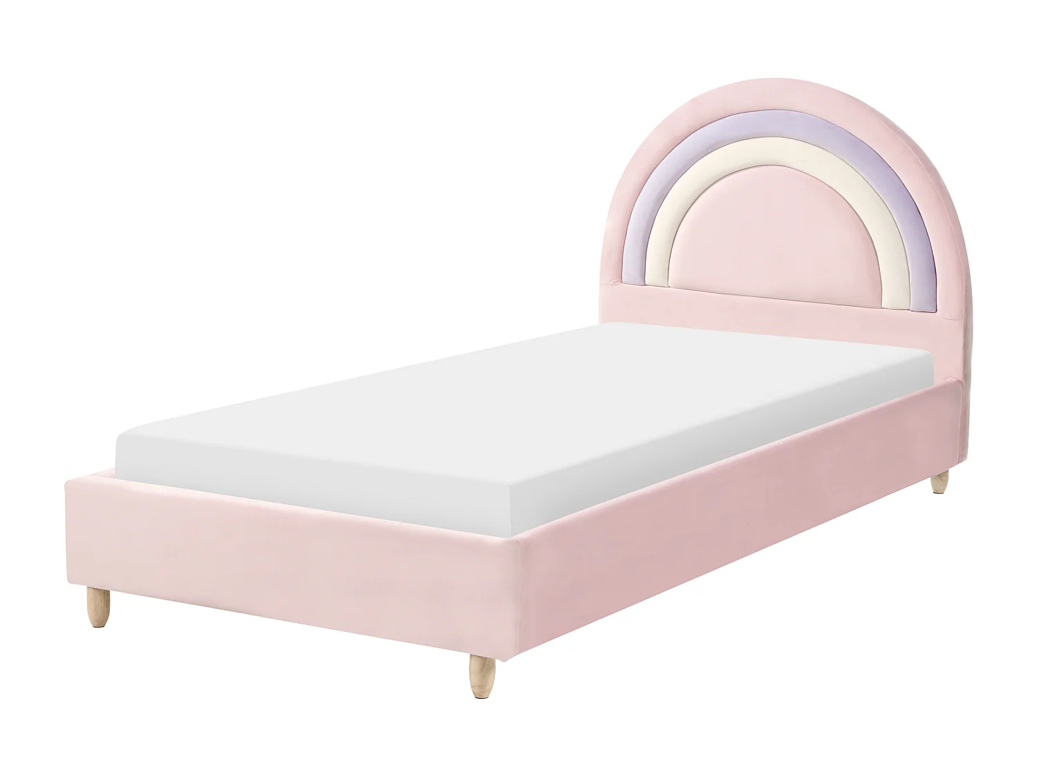 Lit d'enfant Arc-en-ciel Velours LANDEILLAU 90 x 200 cm Rose