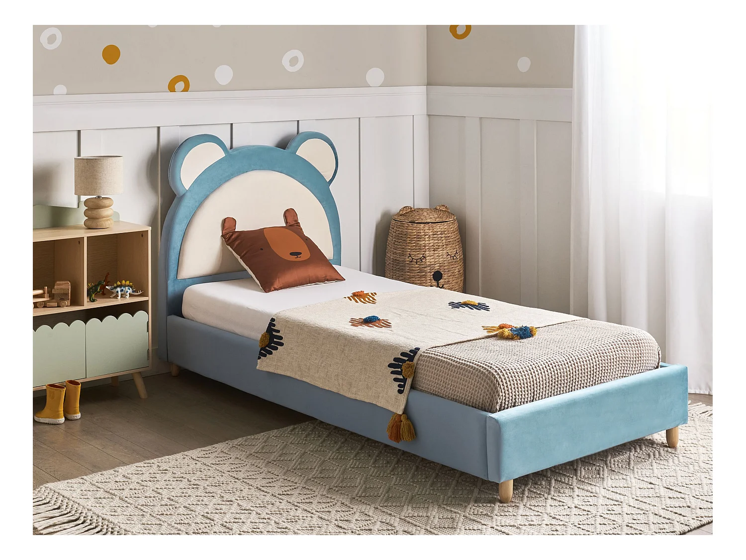 Letto per bambini orsacchiotto Velluto MAILLES 90 x 200 cm Blu