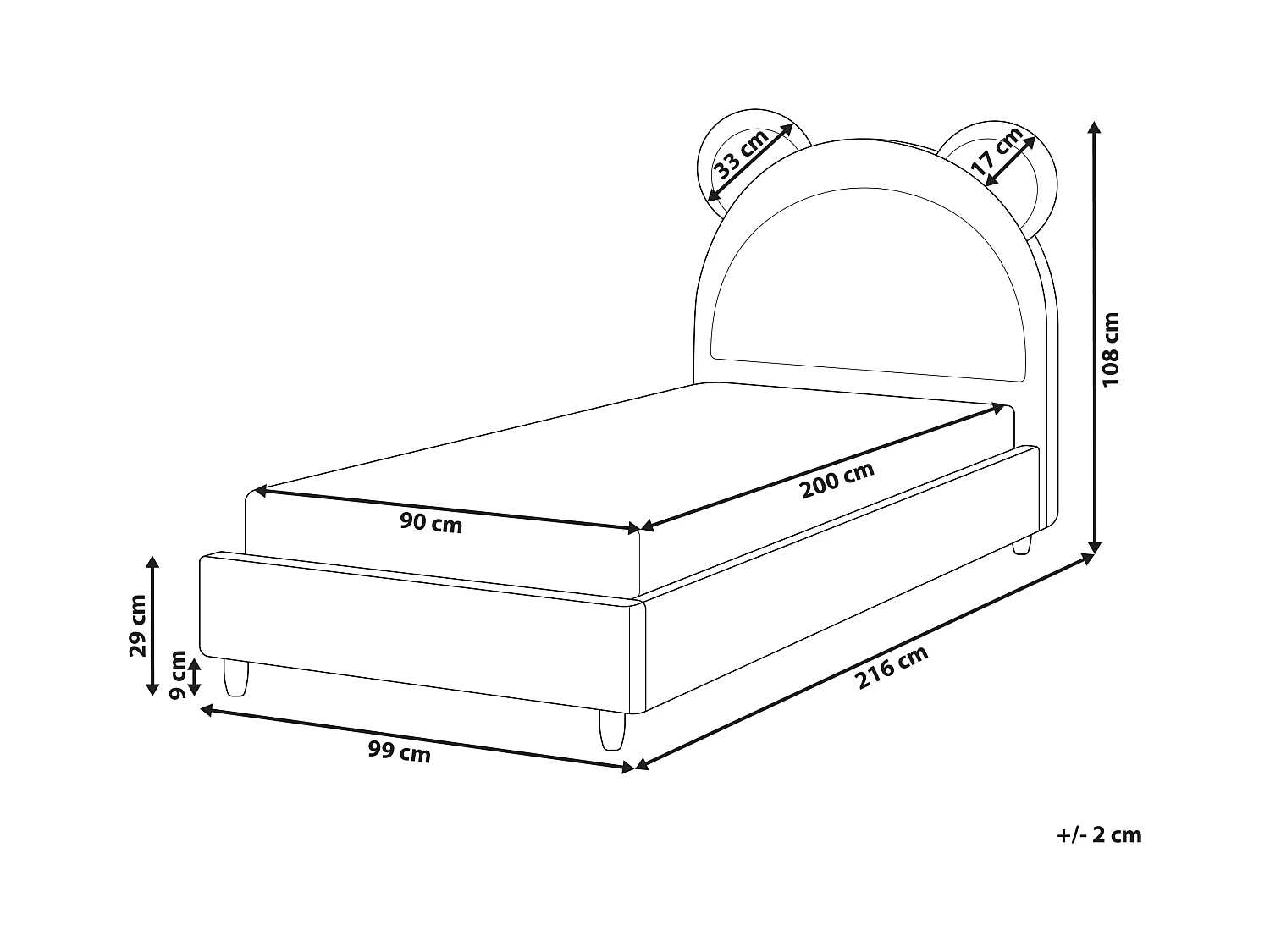 Letto per bambini orsacchiotto Velluto MAILLES 90 x 200 cm Blu