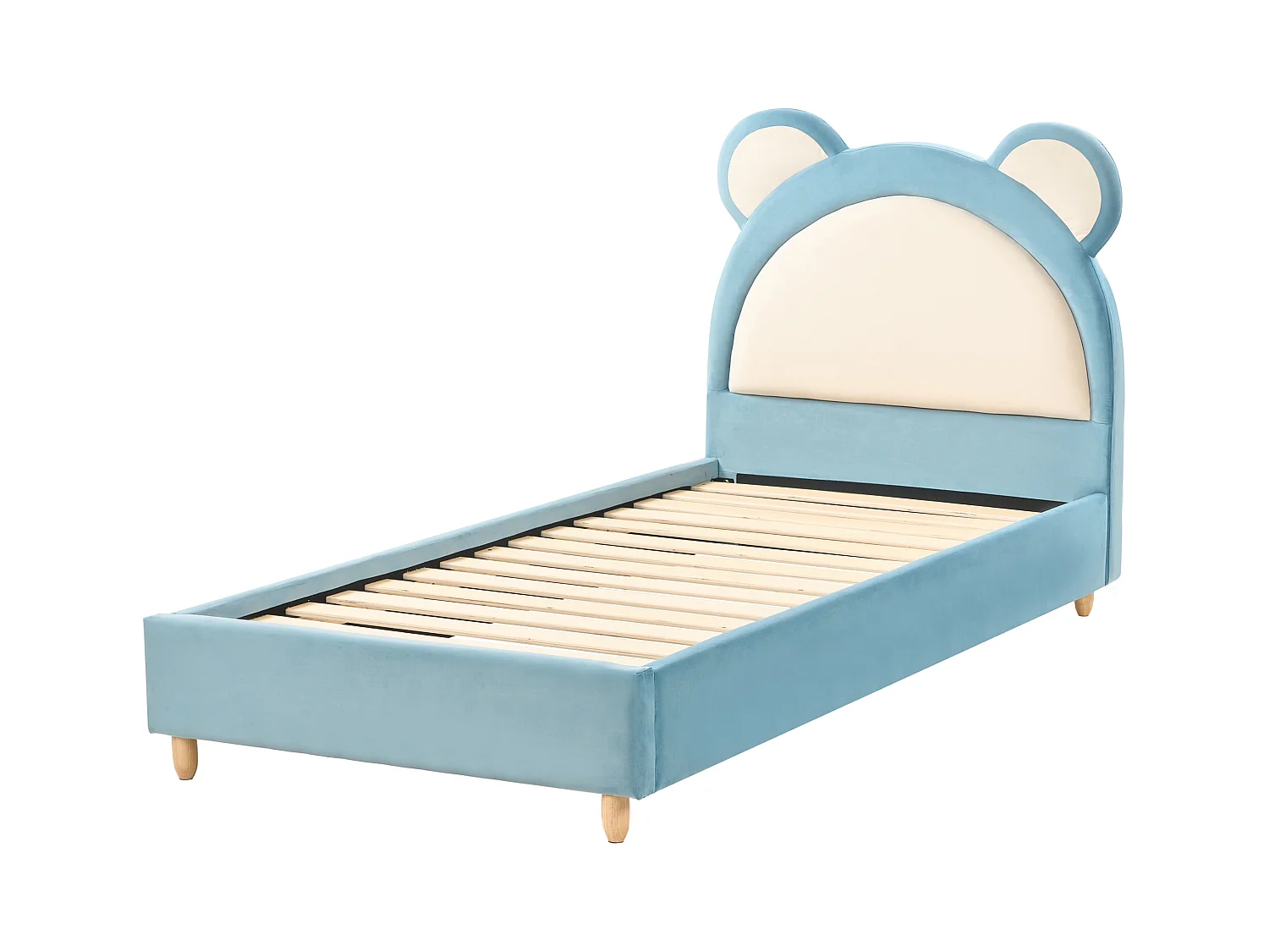Letto per bambini orsacchiotto Velluto MAILLES 90 x 200 cm Blu