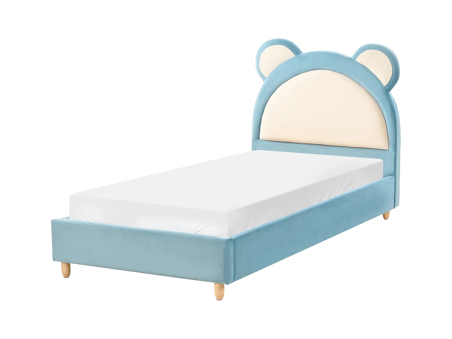 Lit d'enfant Ours en peluche Velours MAILLES 90 x 200 cm Bleu