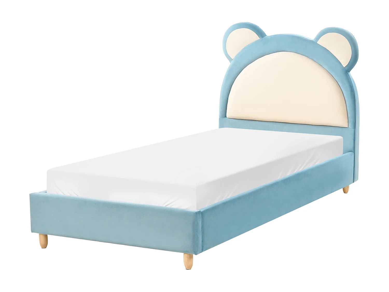 Lit d'enfant Ours en peluche Velours MAILLES 90 x 200 cm Bleu
