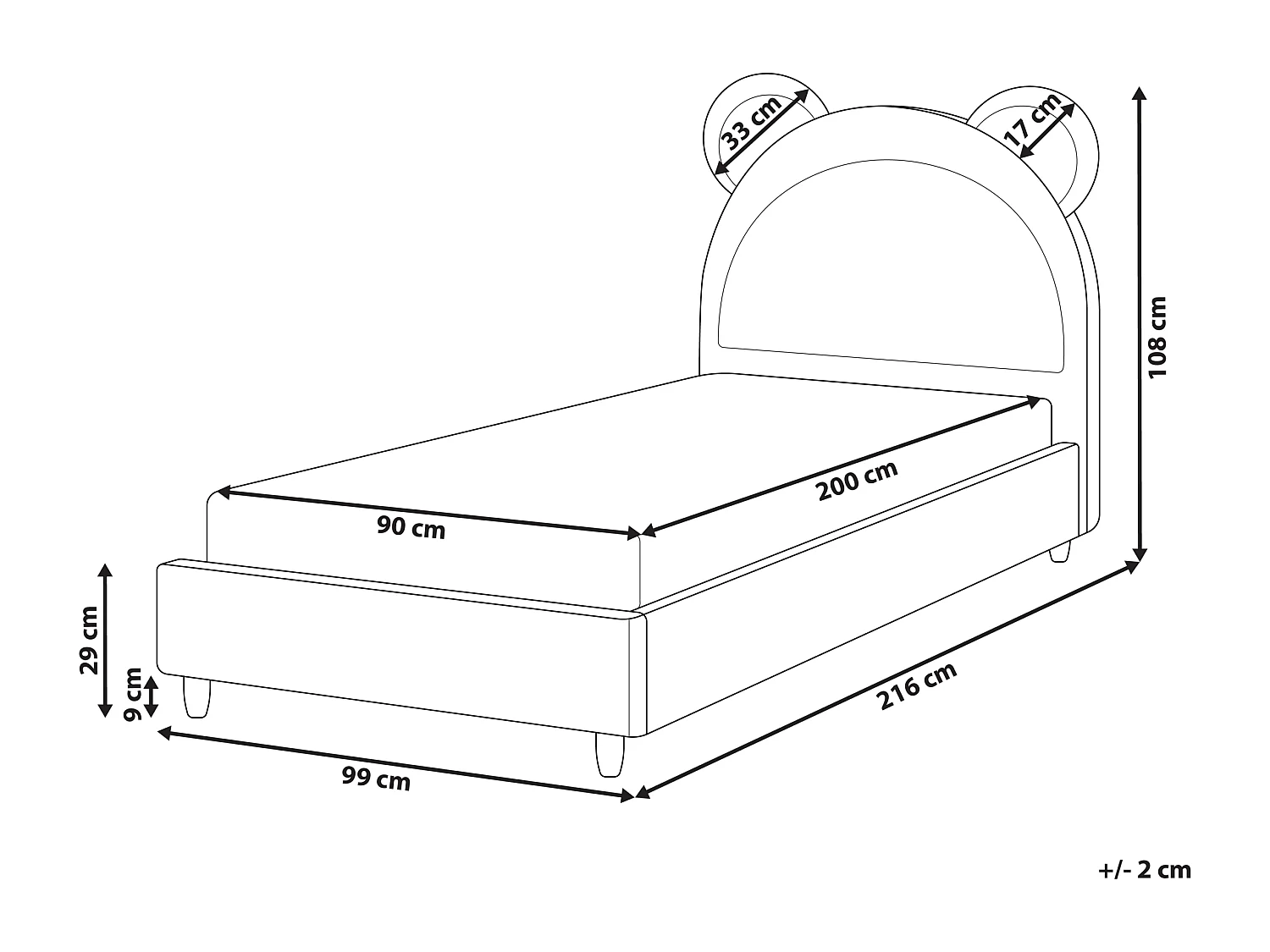 Lit d'enfant Ours en peluche Velours MAILLES 90 x 200 cm Bleu