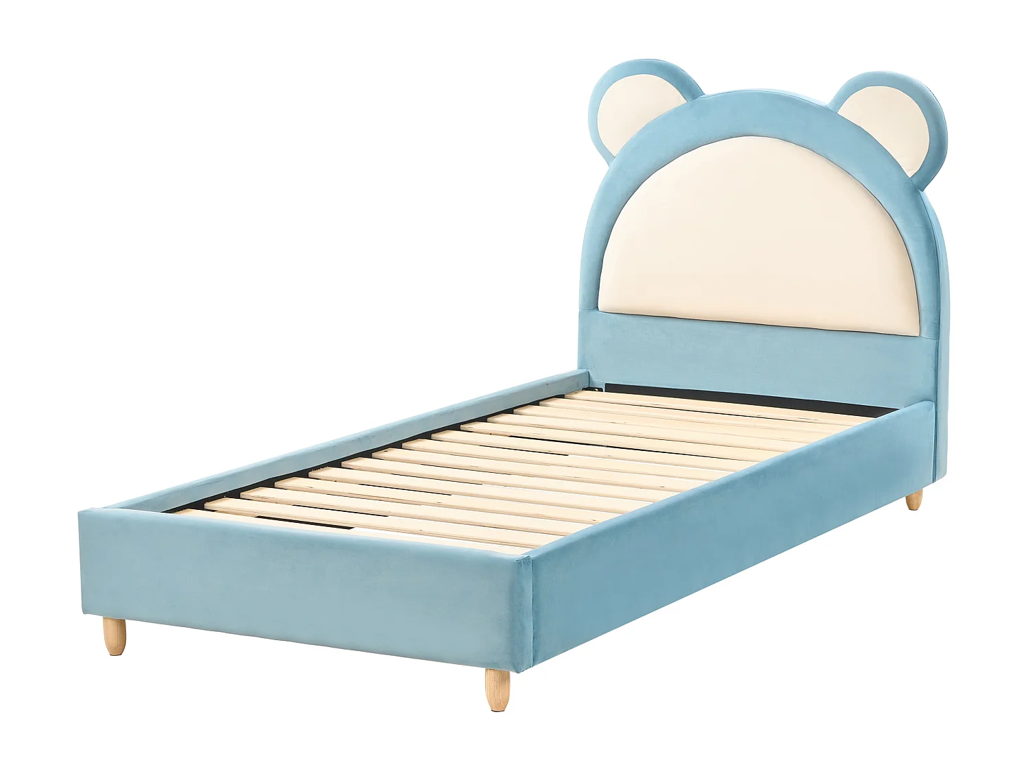 Lit d'enfant Ours en peluche Velours MAILLES 90 x 200 cm Bleu