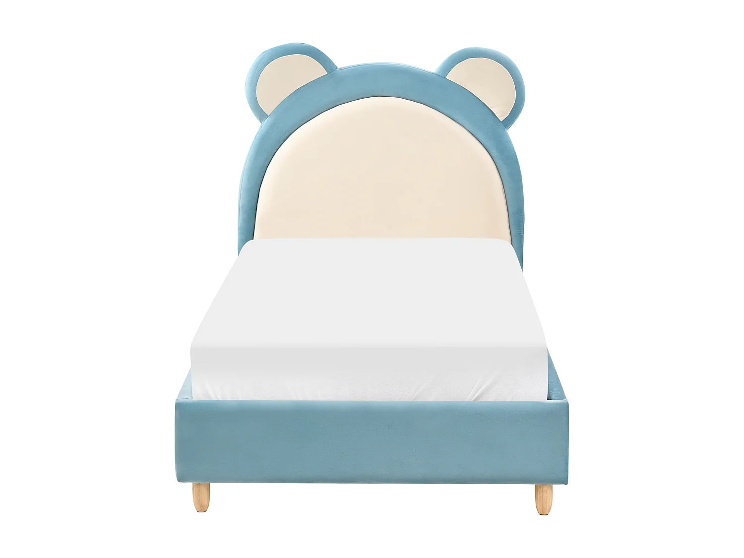 Kinderbett Teddybär Samtstoff MAILLES 90 x 200 cm Blau