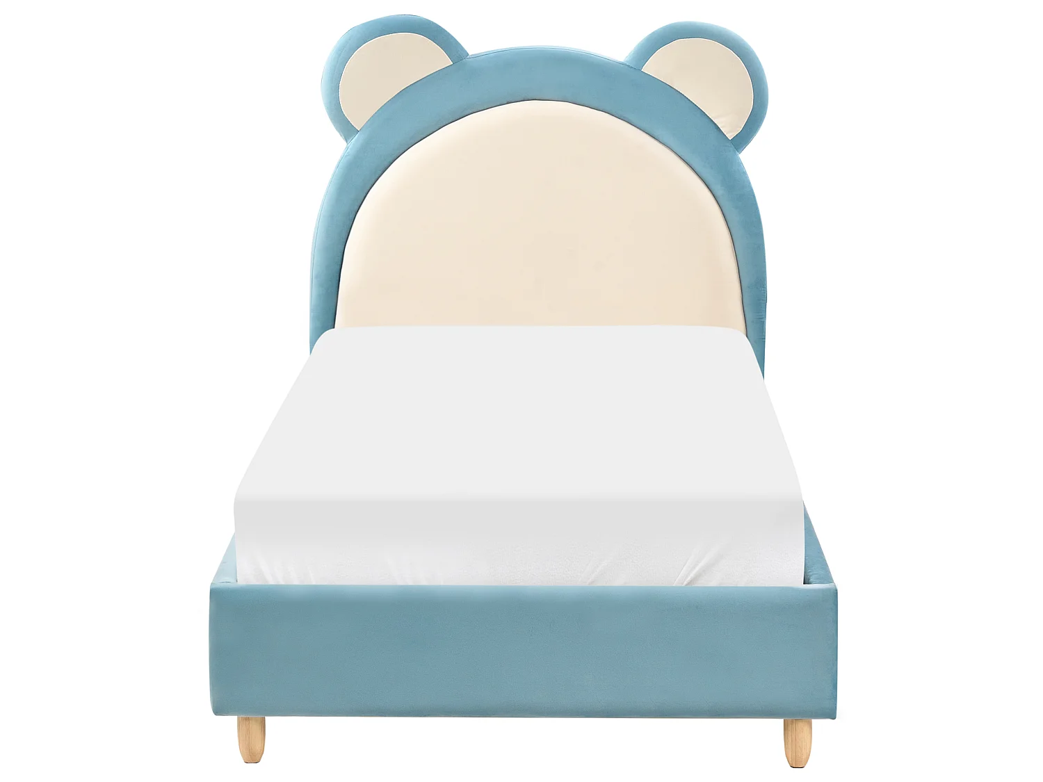 Kinderbett Teddybär Samtstoff MAILLES 90 x 200 cm Blau