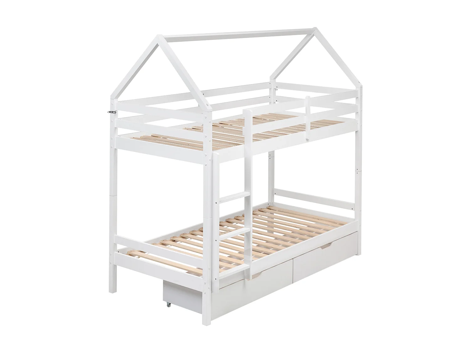 Letto a castello con cassetti casa Legno di pino TERNAS 90 x 200 cm con contenitore Bianco