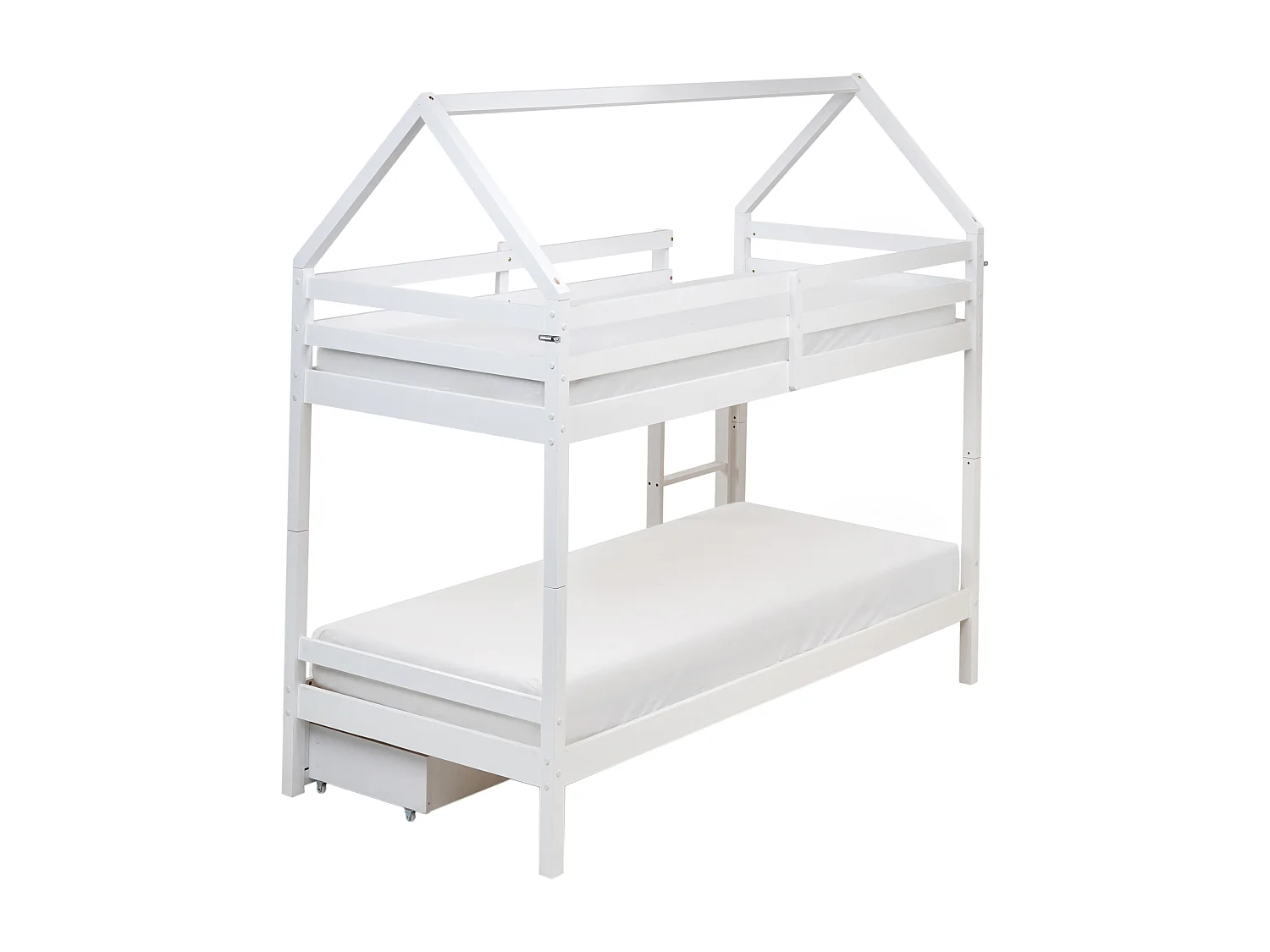 Letto a castello con cassetti casa Legno di pino TERNAS 90 x 200 cm con contenitore Bianco