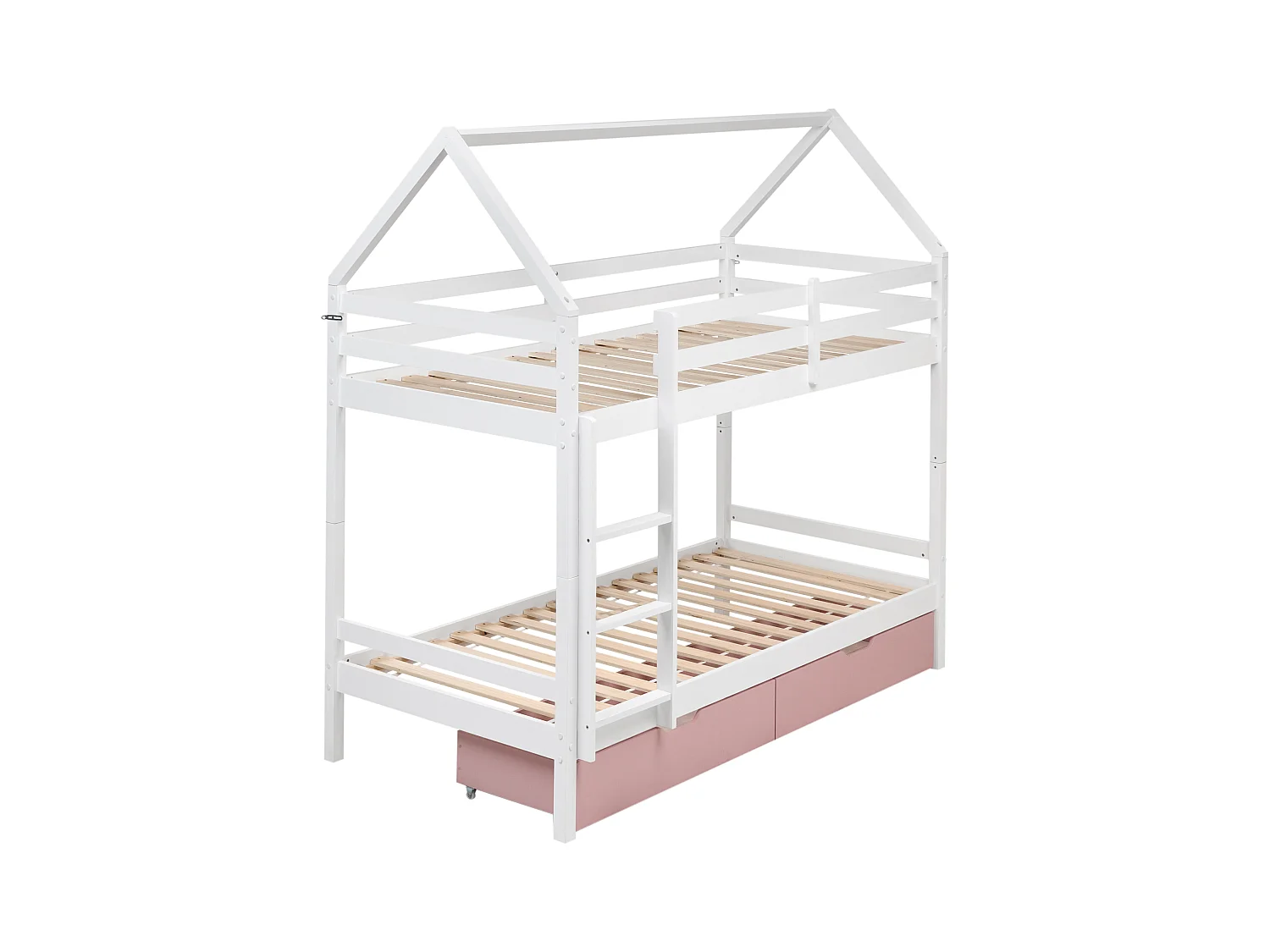 Lit superposé Maison Bois de pin TERNAS 90 x 200 cm Rose