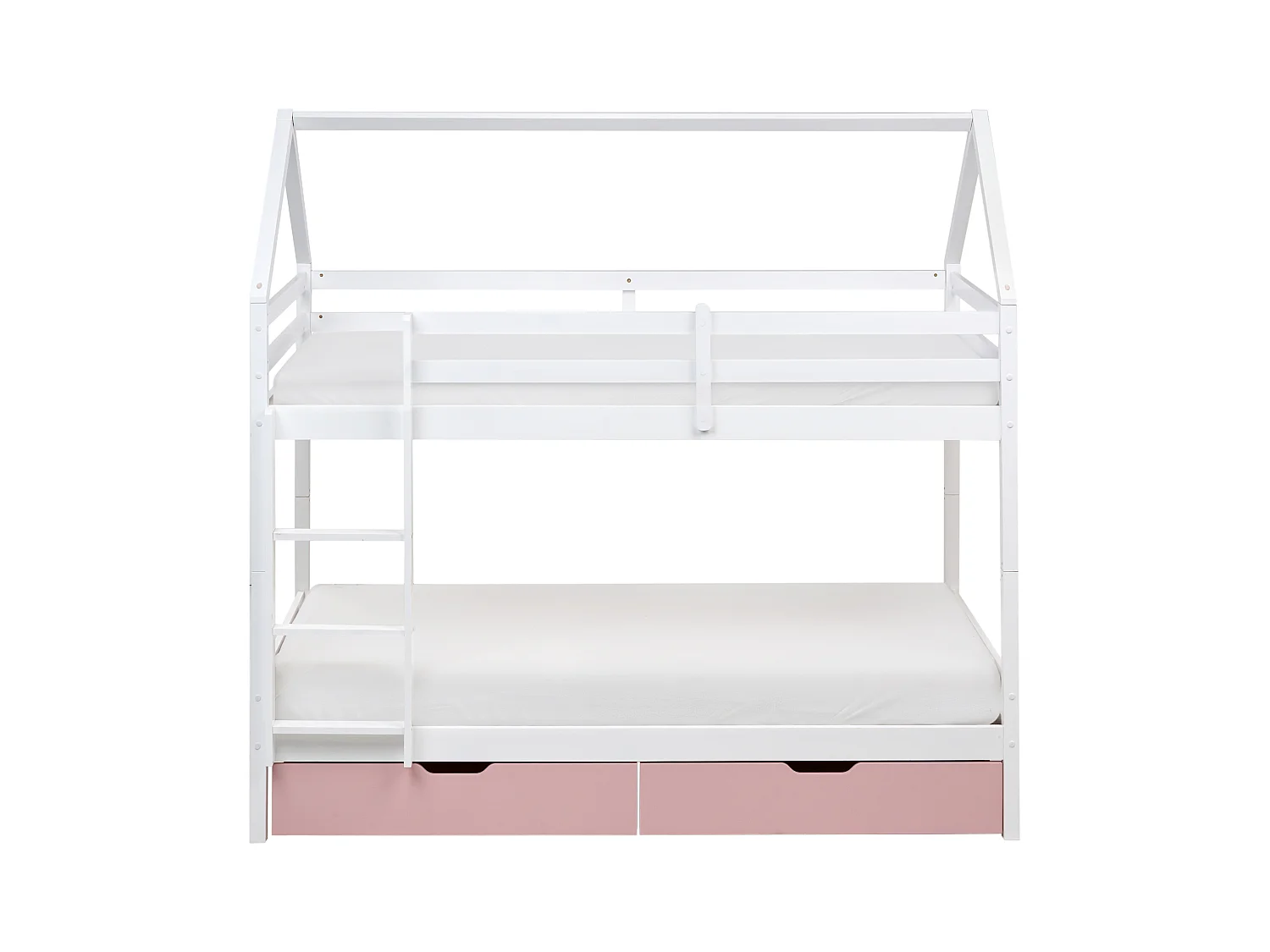 Lit superposé Maison Bois de pin TERNAS 90 x 200 cm Rose