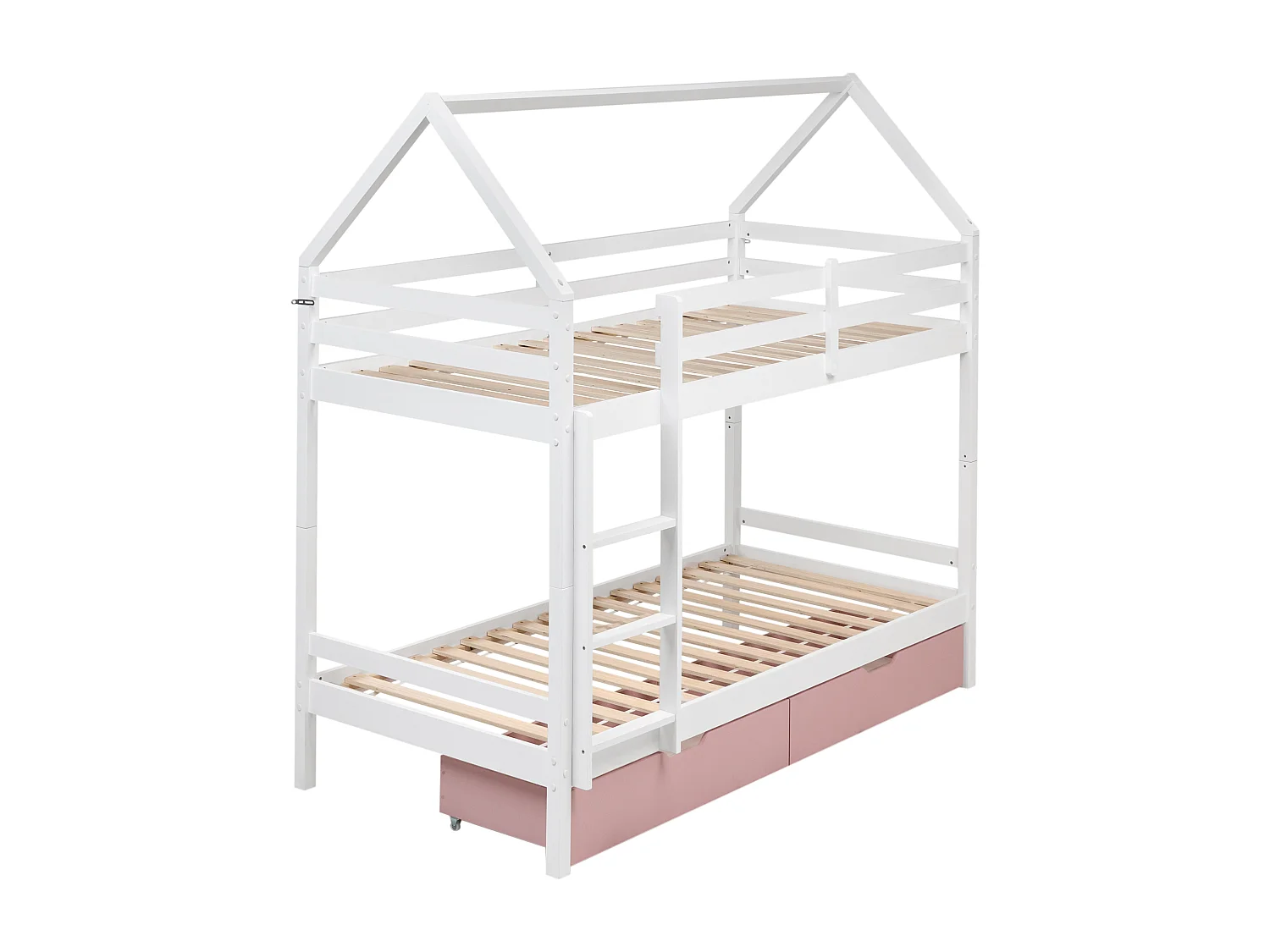 Lit superposé Maison Bois de pin TERNAS 90 x 200 cm Rose
