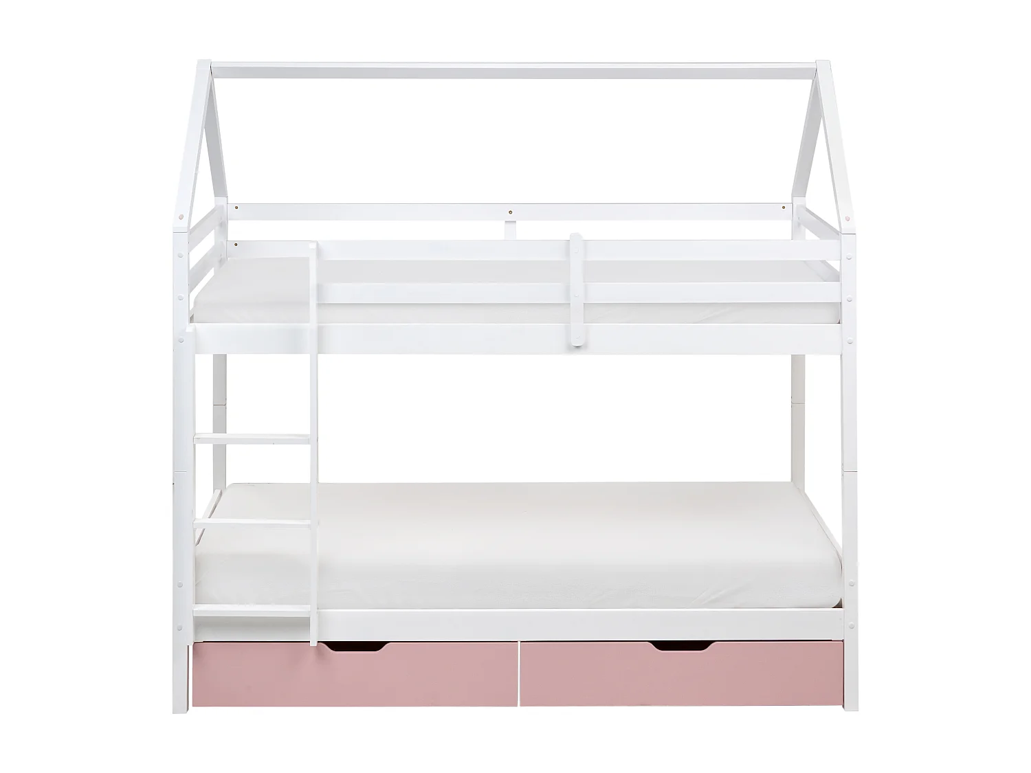 Lit superposé Maison Bois de pin TERNAS 90 x 200 cm Rose